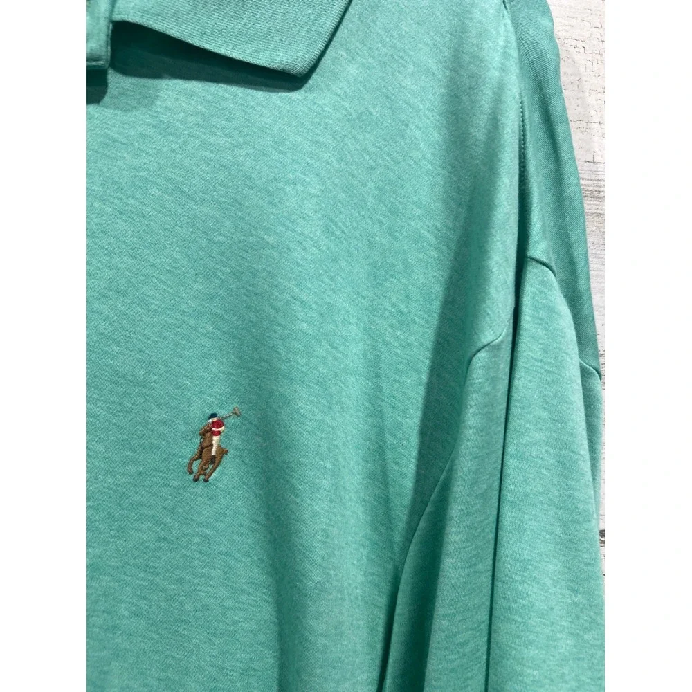 Polo Ralph Lauren Polo Shirt Men XLT Mint Green Heathered Cotton Classic EUC